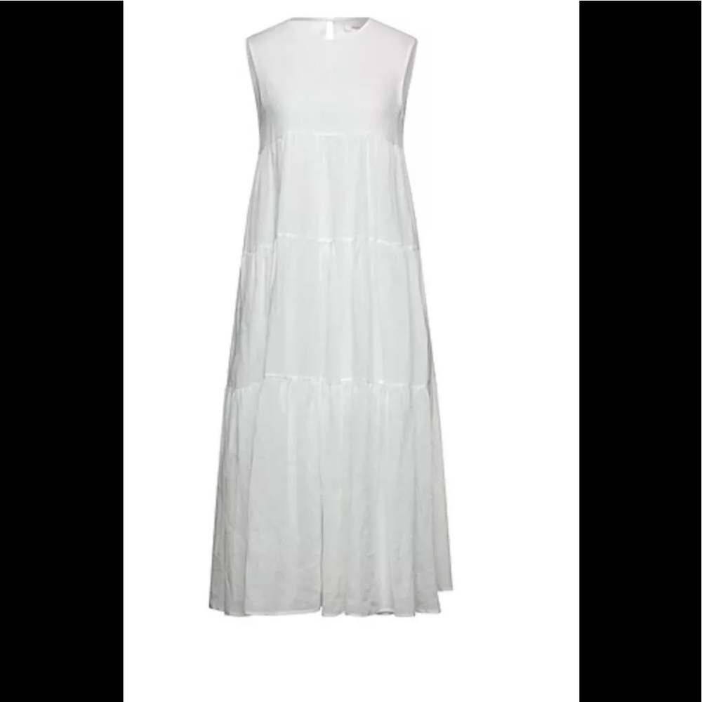 NWT Liviana Conti sz. 8 womens Summer dress Made In Italy white 100% Ramie
